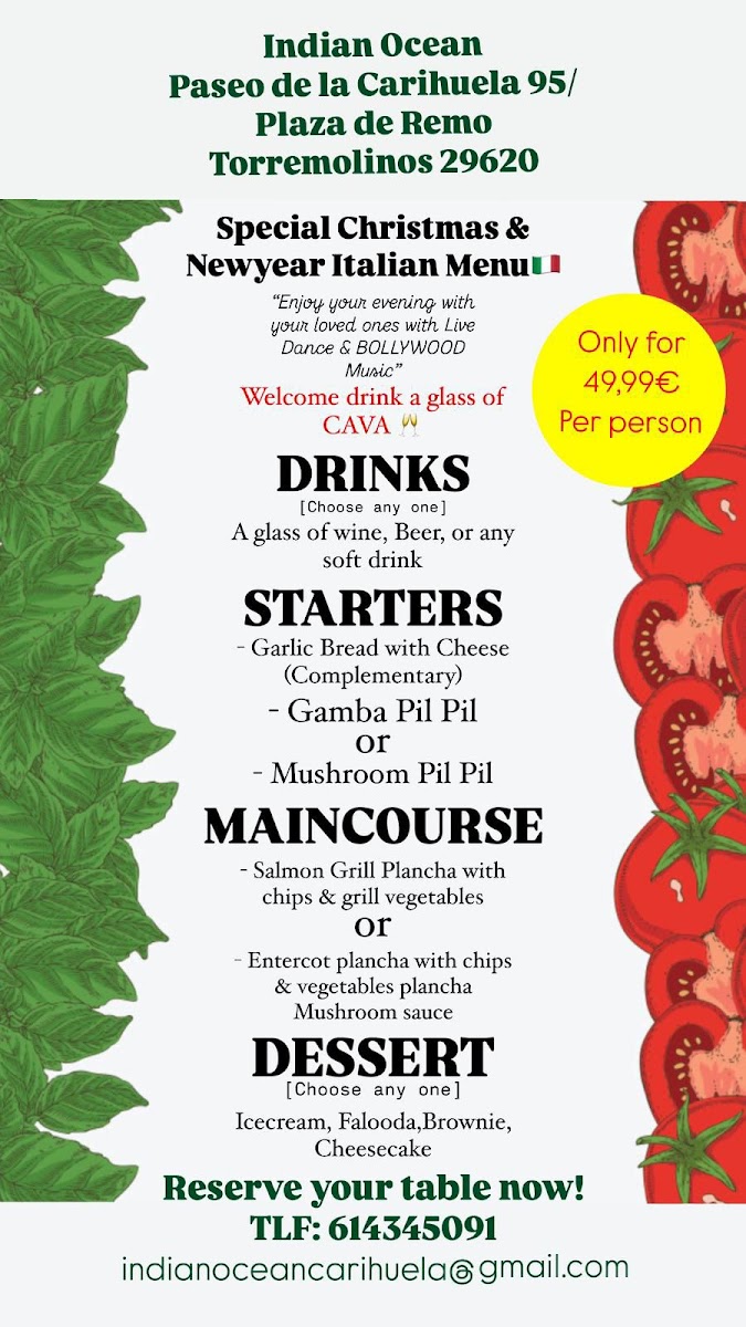 Menu Indian Ocean Carihuela - Indian Restaurant-1